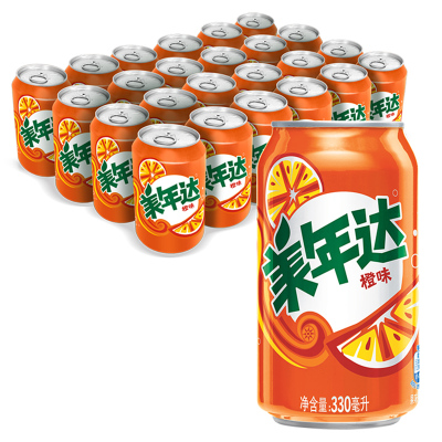 百事可乐 美年达(Mirinda) 碳酸饮料 橙味汽水 330ml*24(整箱装)百事可乐荣誉出品(新老包装随机发货)