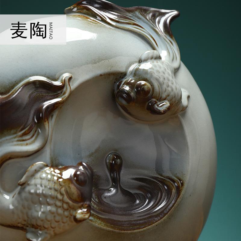 美帮汇新中式简约落地客厅创意插花摆件家居装饰品陶瓷干花花瓶花艺摆设高清大图
