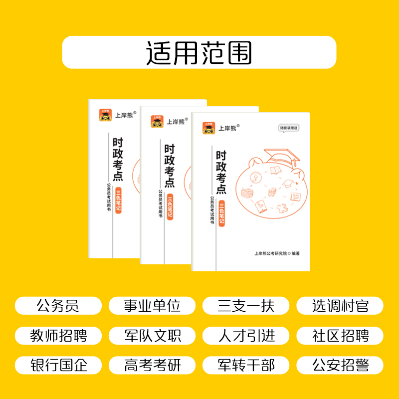 行测+申论+面试+时政考点三色笔记 [正版]上岸熊时政热点2024国考公考时政考点三色笔记时事政治热点考点新版2023事高清大图