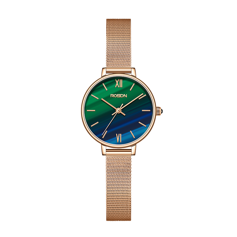 劳士顿(ROSDN)手表女士时尚商务石英女表防水小绿表轻奢小众名牌ins风简约学生婉表3692L高清大图