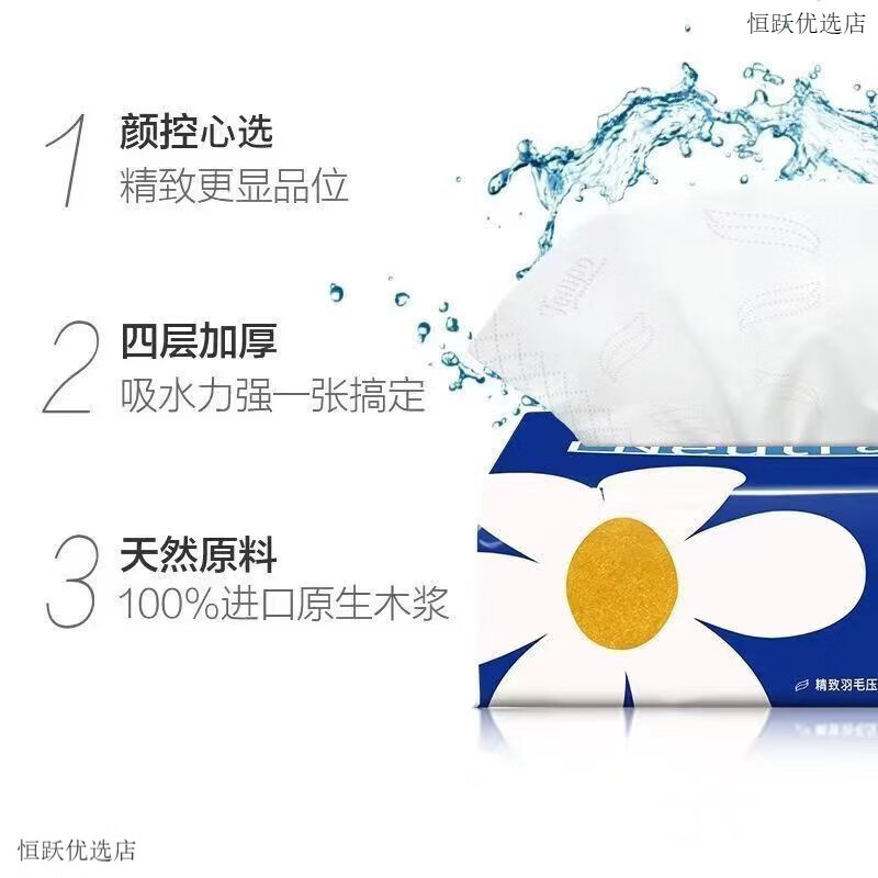 得宝(TEMPO)抽纸 Mini系列 4层80抽*8包 湿水不易破 餐巾纸 卫生纸 T2898-08高清大图