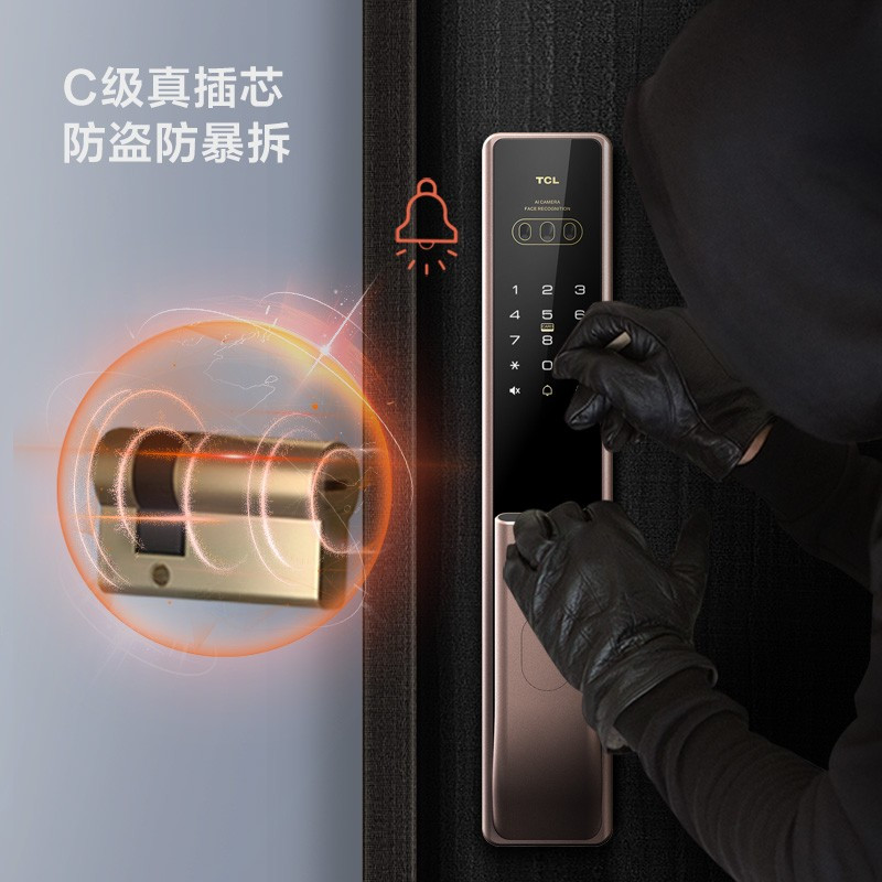 TCL指纹锁X7智能锁3D人脸识别防盗门智能门锁密码锁家用防盗电子锁[上门安装]TCL-X7
