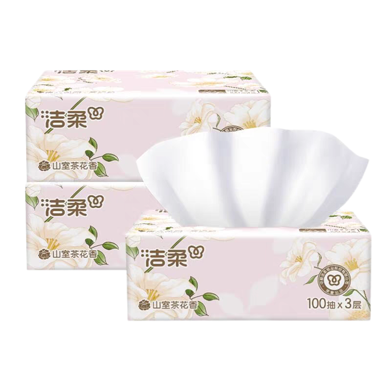 洁柔东方花园抽纸山室茶花香整箱100抽餐巾纸卫生纸擦手纸巾6包高清大图