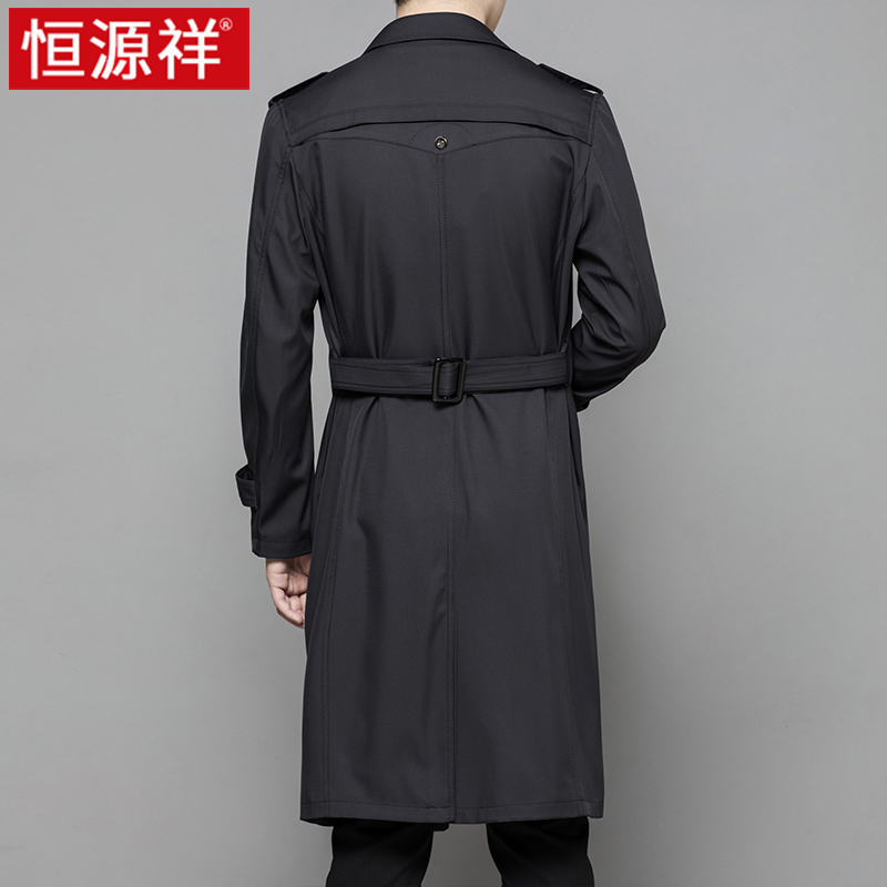 恒源祥风衣外套男过膝中长款2023年新款品牌休闲男士春秋季装夹克高清大图