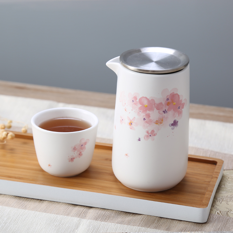特美刻(TOMIC)湖畔居 旅行茶具套装陶瓷茶具茶杯套组便携装一壶两杯带包快客杯