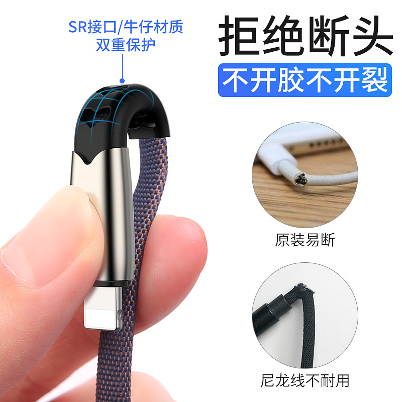 古尚古二合一数据线一拖二充电线器适用于苹果手机华为1.5米[Lightning+Micro接口]√[玫瑰金]提速99%高清大图