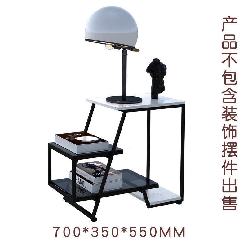森美人北欧现代简约沙发大理石边几柜角几床头柜收纳卧室带灯床头桌凹尚 黑色款：70*35*55CM