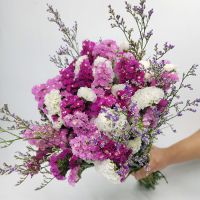 云南勿忘我干花花束 真花客厅装饰花束家居摆设小清新ins摆件装饰|33支玫红+粉+白+草 含细腰鼓花篮