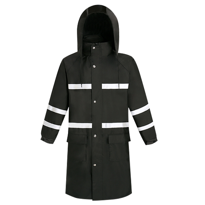 防暴雨 工作劳保 反光雨衣上衣 男单件 加厚全身保暖 保安防寒长款 防水高清大图