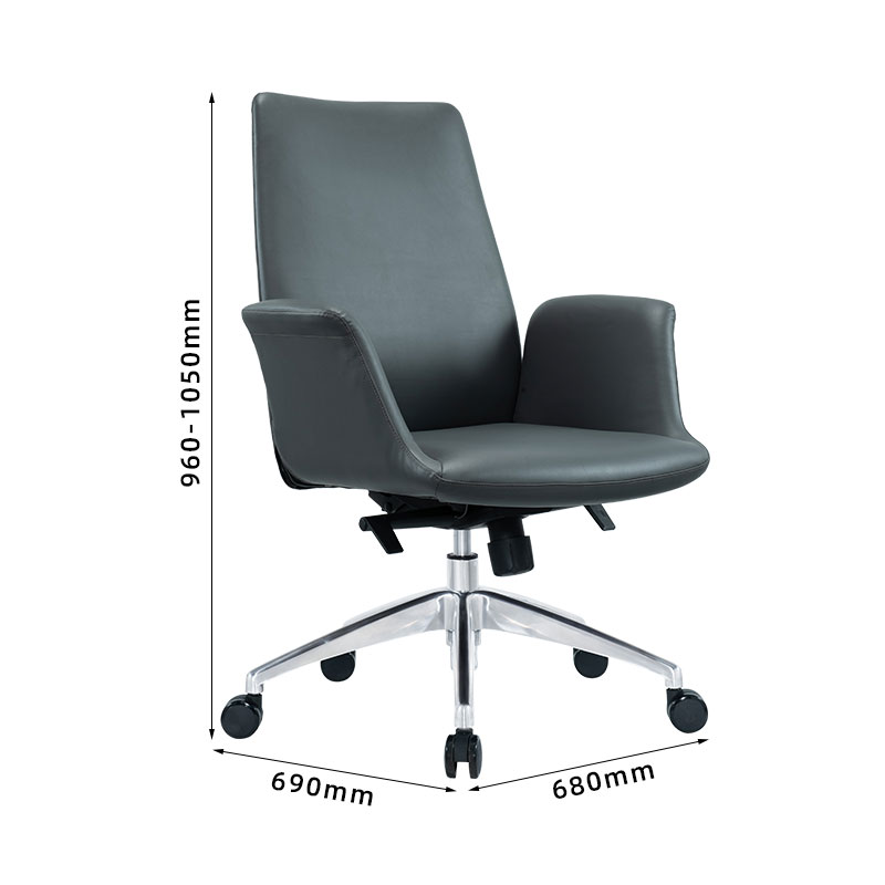 臻远 ZY-7477办公椅简约现代中背皮椅主管椅转椅 西皮高清大图