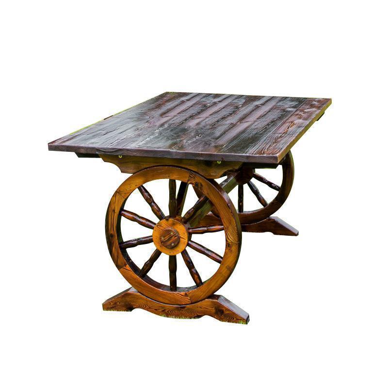 森美人庭院碳化木葡萄架户外简易防腐木葡萄架庭院实木户外凉亭木屋家具 120*65车轮桌