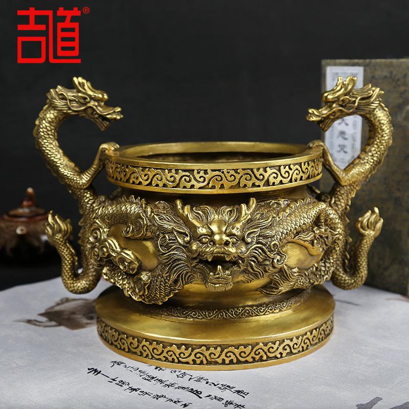 美帮汇双龙耳铜香炉 三足鼎香薰炉香炉家居寓意礼品 摆件高清大图