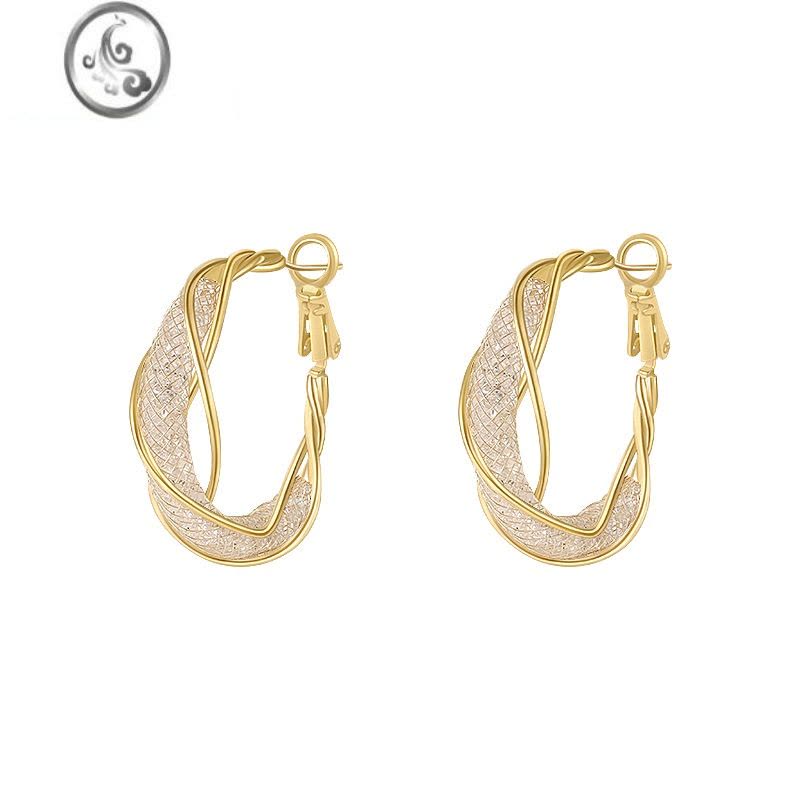 JiMi定制高货~网状水晶耳圈镂空耳环女新款高级耳钉轻奢小众气质耳饰图片