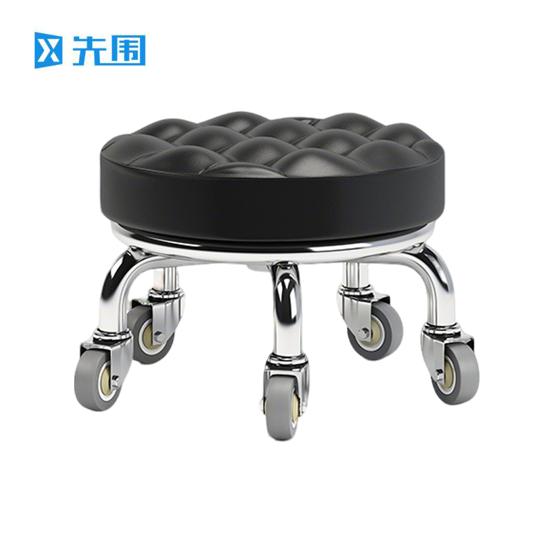 先围 静音滑轮矮凳 40*22cm-面包黑 个高清大图