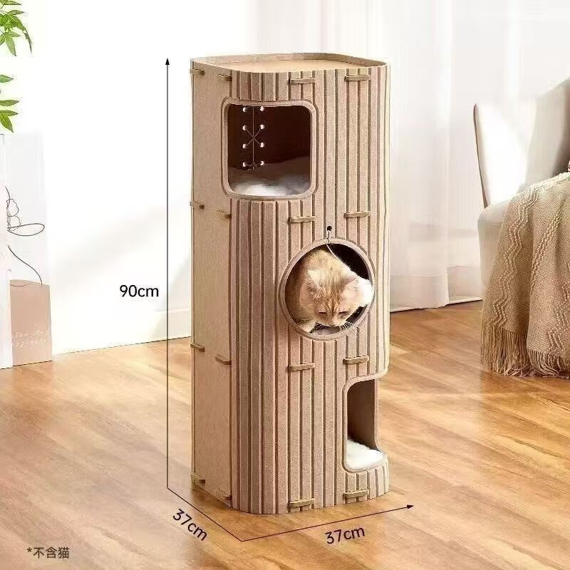 锐锶铂多层树洞猫窝不占空间猫咪豪华别墅耐磨一体 绿色大号 37*37*90cm高清大图