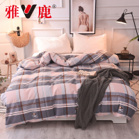 雅鹿 加厚磨毛全棉被套 简约加厚纯棉被套床上用品 斜纹学生被套单件