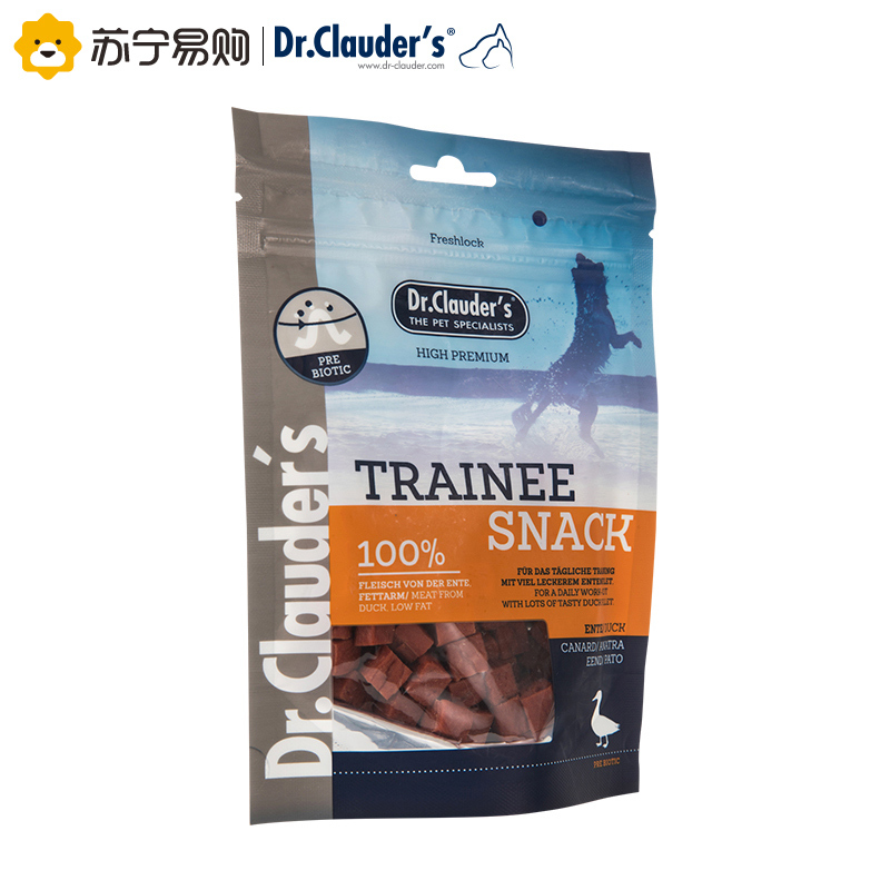 [苏宁超市]德国克劳德医生(Dr.Clauder’s)狗零食鸭肉丁80g 益生元健怡犬肉干奖励零食
