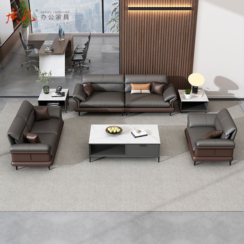 苏宁 质凡 办公家具简约现代商务接待会客室办公沙发 西皮1+1+3沙发高清大图