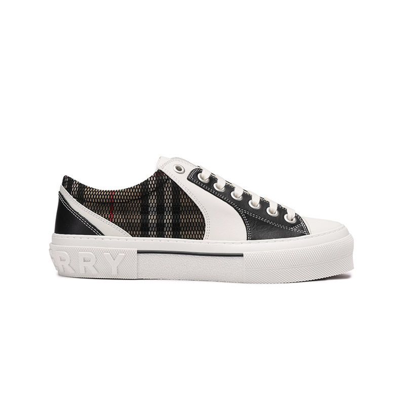 博柏利burberry男士黑色白色vintage格纹系带休闲运动鞋板鞋8065448