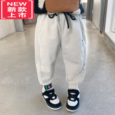 可莉允女童加绒裤子秋冬2022新款宝宝灯芯绒儿童保暖外穿秋装运动裤童装保暖裤