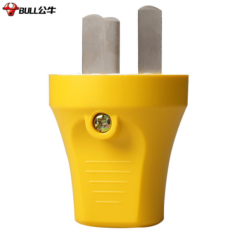 公牛(BULL)单相两极带接地可拆线插头 10A/摔不烂三扁脚插头/黄色 GNT-10S2(单位:个)