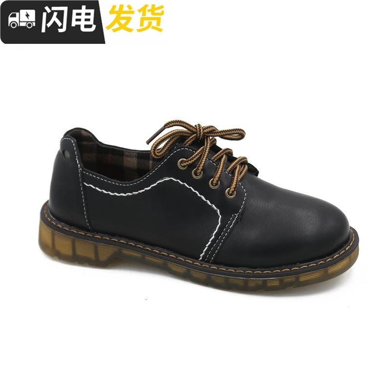 加绒小皮鞋女2022秋冬新款韩版复古百搭ulzzang软妹保暖学生棉鞋启如休闲鞋休闲鞋