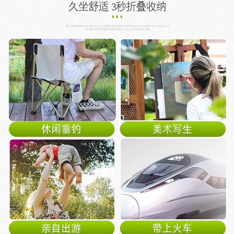 户外便携折叠野餐椅 露营沙滩椅钓鱼凳子 -(不含桌子）高清大图