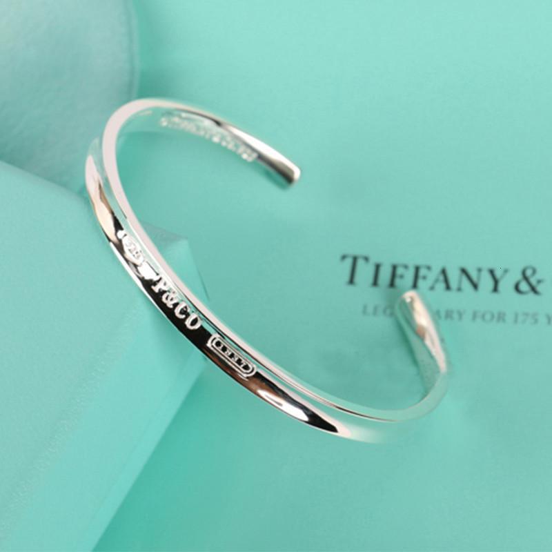tiffanyco蒂芙尼183764系列纯银中号窄形开口手镯情人节礼物生日
