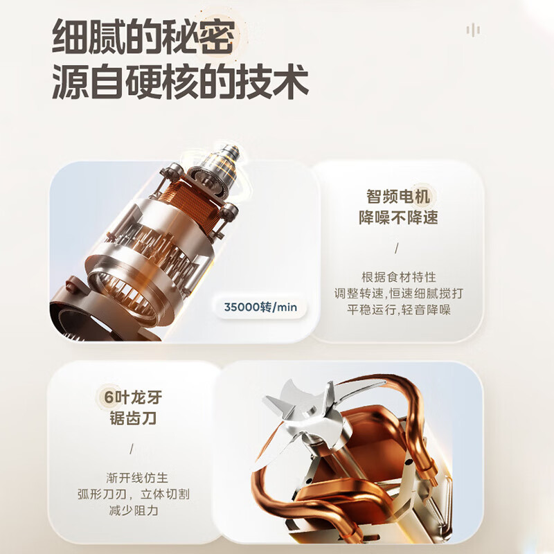 美的 轻音低噪大功率豆浆果汁破壁机 PB12S06 棕色高清大图