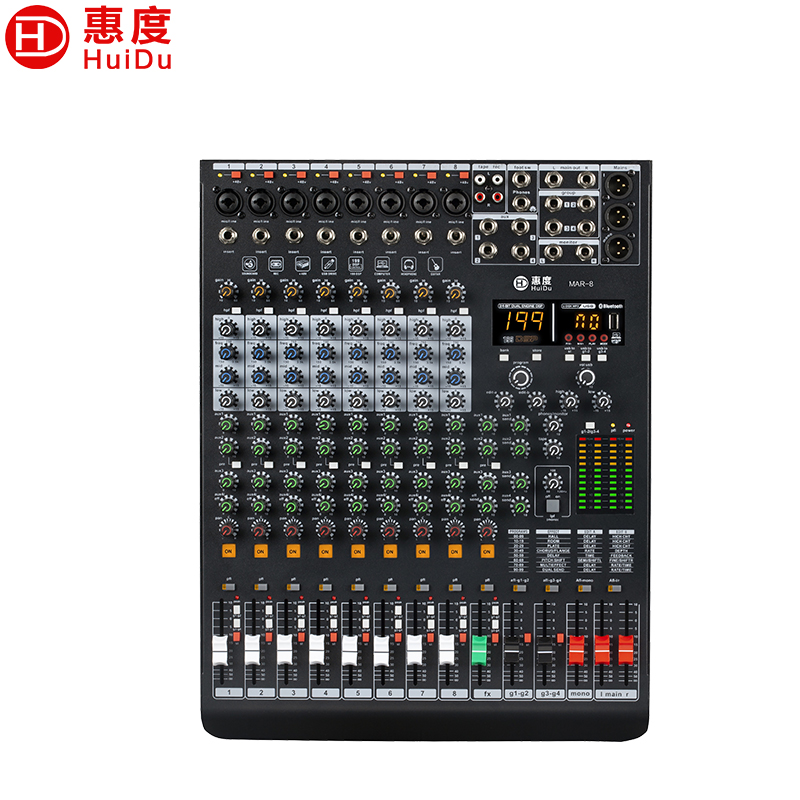 惠度(HuiDu)MAR-8专业多功能调音台DSP效果器四编组输出会议录音功能舞台演出调音台高清大图