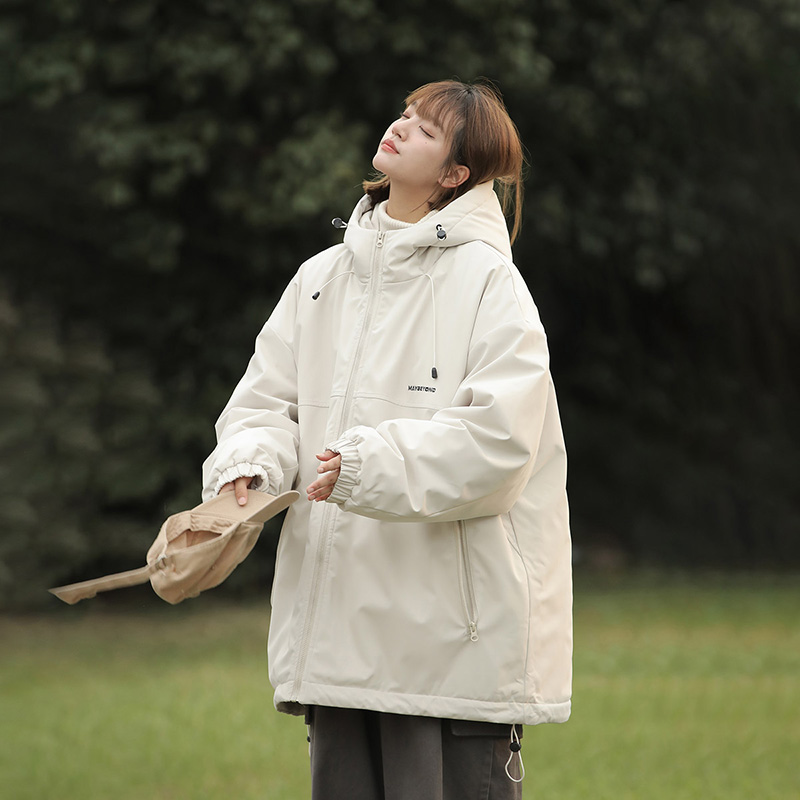 啄木鸟棉服冬季加厚新款宽松连帽工装棉衣美式潮牌棉袄冲锋衣外套 浅卡其8727常规款 2XL150斤至170斤可穿