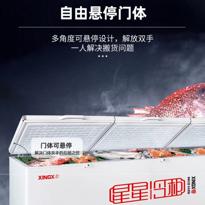 星星(XINGX)BD/BC-1388GD冰柜商用大容量全冷冻全冷藏冷柜卧式冰箱单温一级能效保鲜冷藏柜速冻柜高清大图