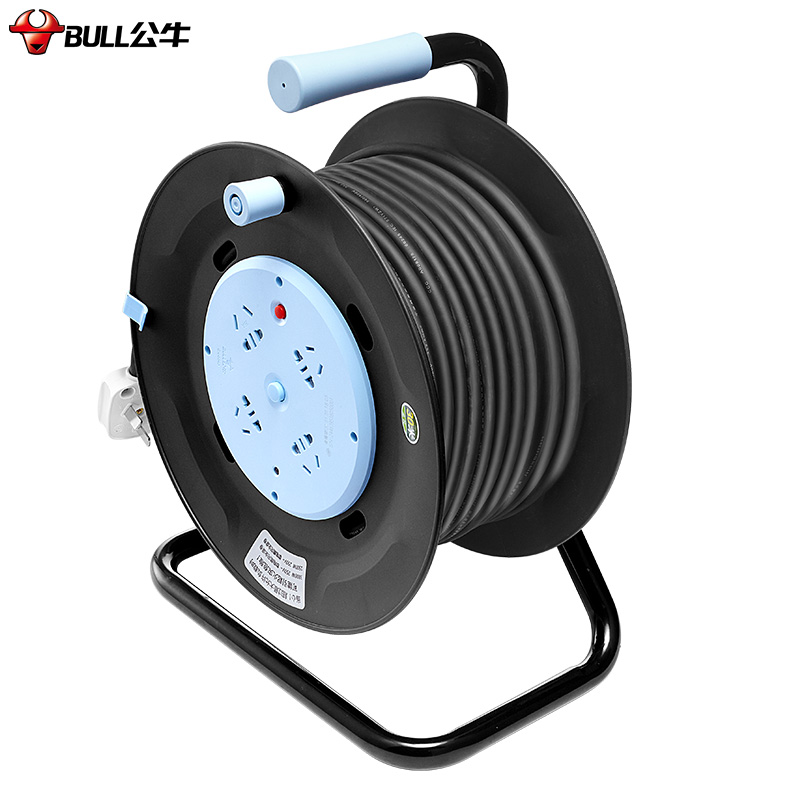 公牛(BULL)过热保护16A大功率电缆卷盘插座 GN-804D 4位无线卷线盘 (需自行接线和插头)高清大图