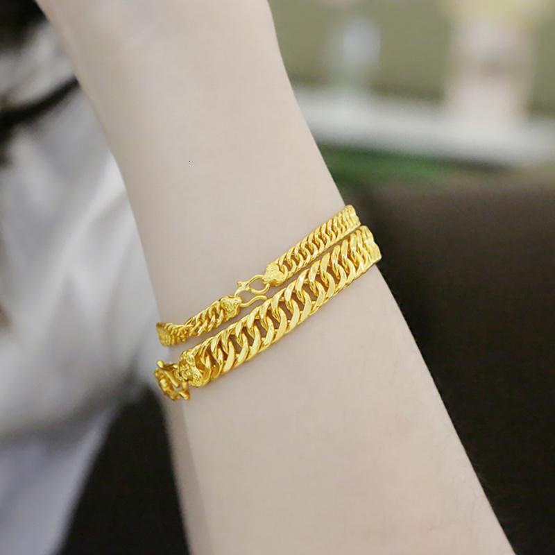 老庙黄金 足金999高质感大气马鞭链黄金手链