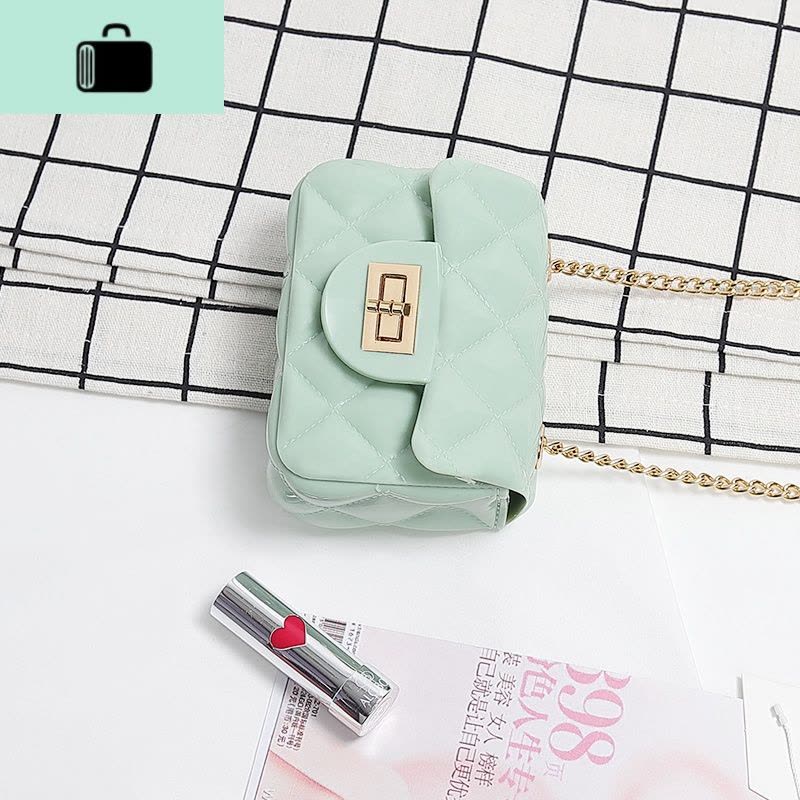 网红儿童果冻包女斜挎小包包迷你女包新款2020菱格链条单肩小方包NEW LAKE女士单肩包图片