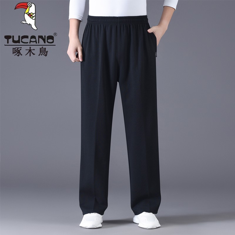 啄木鸟男士卫裤春夏薄款中老年松紧腰宽松爸爸裤子大码休闲长裤宽高清大图