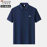 啄木鸟2025夏季男士短袖t恤索罗娜棉T翻领休闲爸爸装polo衫上衣C 48 藏青