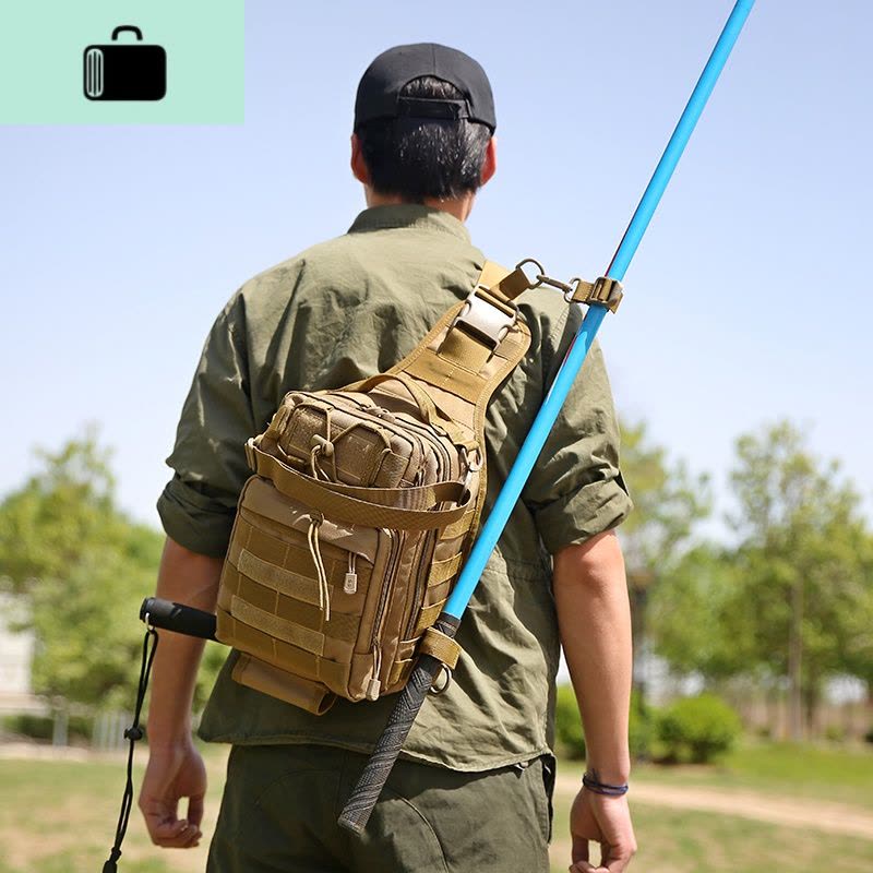 钓鱼竿包渔具户外大胸包迷彩背包男运动单肩斜挎手提包路亚装备包NEW LAKE男士手提包图片