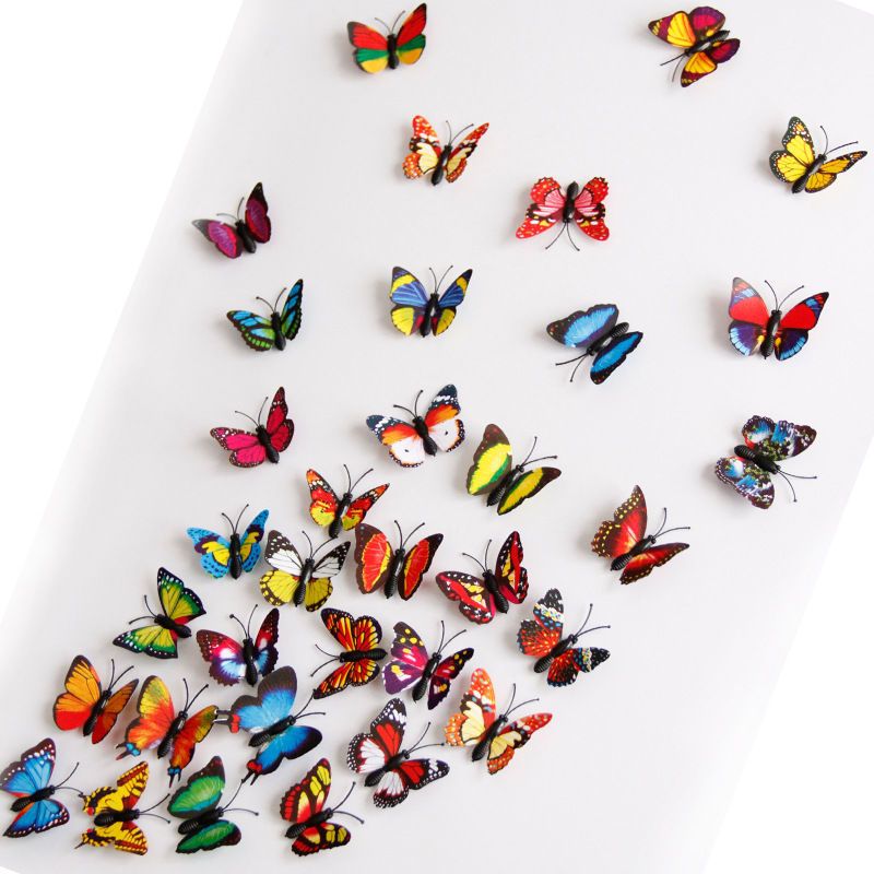 仿真昆虫玩具蝴蝶创意工艺品花园蝴蝶装饰厂家批10只彩色蝴蝶