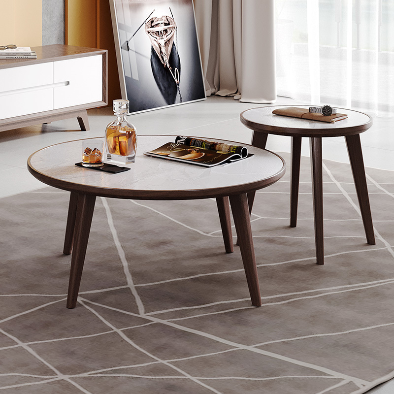 芝华仕茶几组合圆几现代简约瓷石面电视柜欧式客厅家具pt010