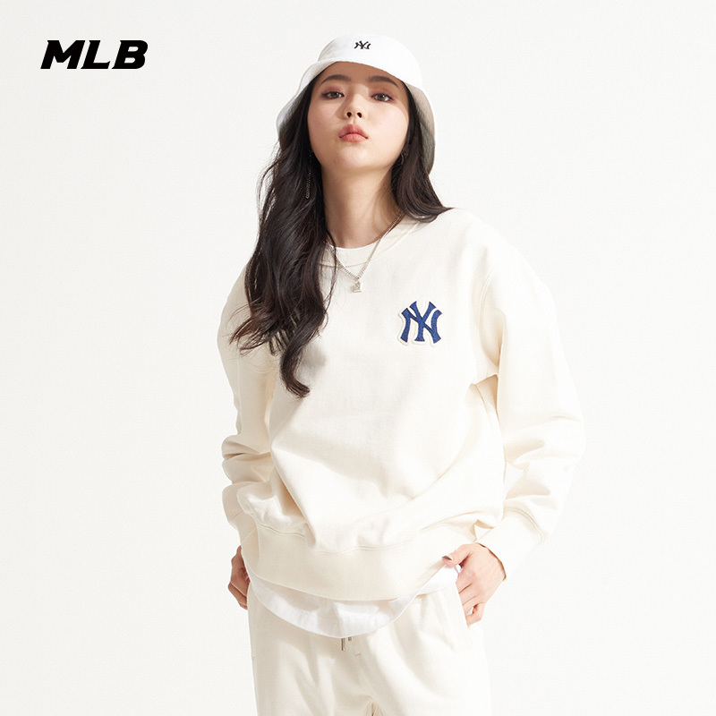 mlb男女套头卫衣老花圆领时尚宽松运动休闲22春季新款