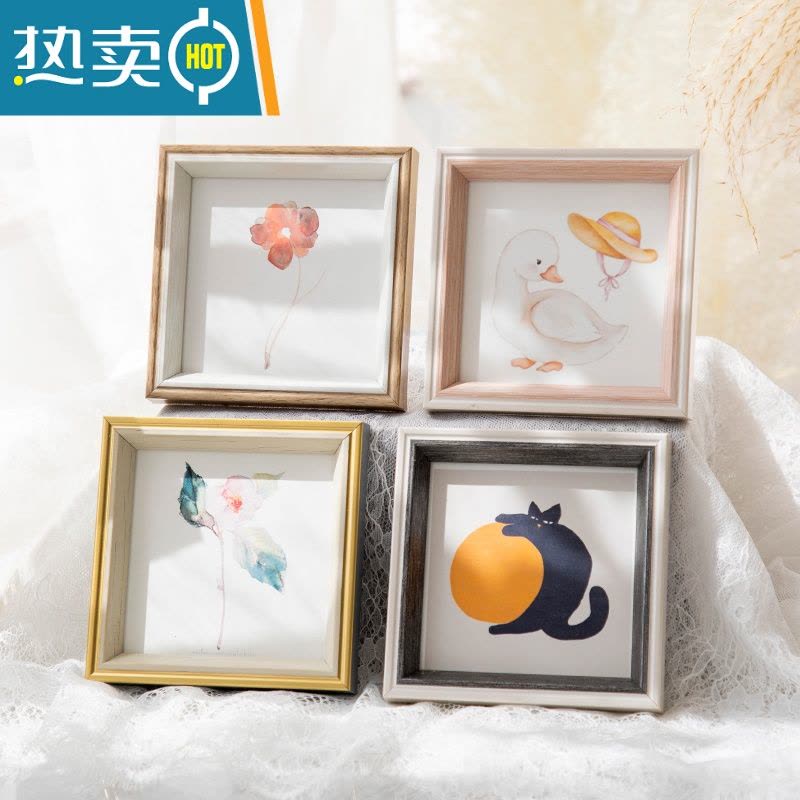 敬平简约北欧正方形洗照片做成相框摆台6寸7寸8寸10 照片框相片油画棒 木纹白 正方形5寸[内径12.7*12.7]摆桌图片