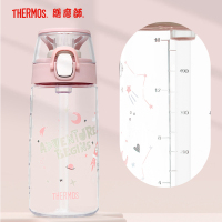 膳魔师THERMOS儿童Tritan吸管杯夏季水杯手提杯轻量便携手提大容量550ml 礼盒装TCSJ-553D GRAY