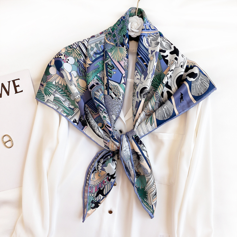 盛世尼曼丝巾方巾韩版优雅女百搭大方巾春秋夏季薄款洋气时尚披肩领巾