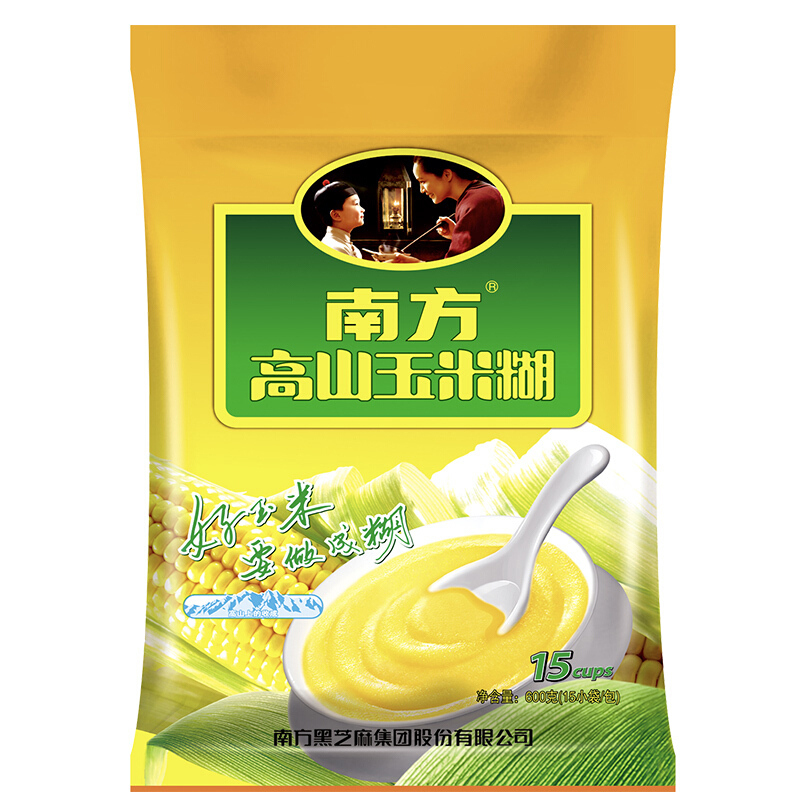 [非转基因]南方黑芝麻含糖高山玉米糊600g袋装粗粮早餐代餐速食粥玉米粉