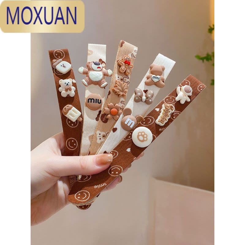 MOXUAN奶咖色儿童可爱刘海贴女童粘碎发整理器发卡魔术贴发箍发帖头饰图片