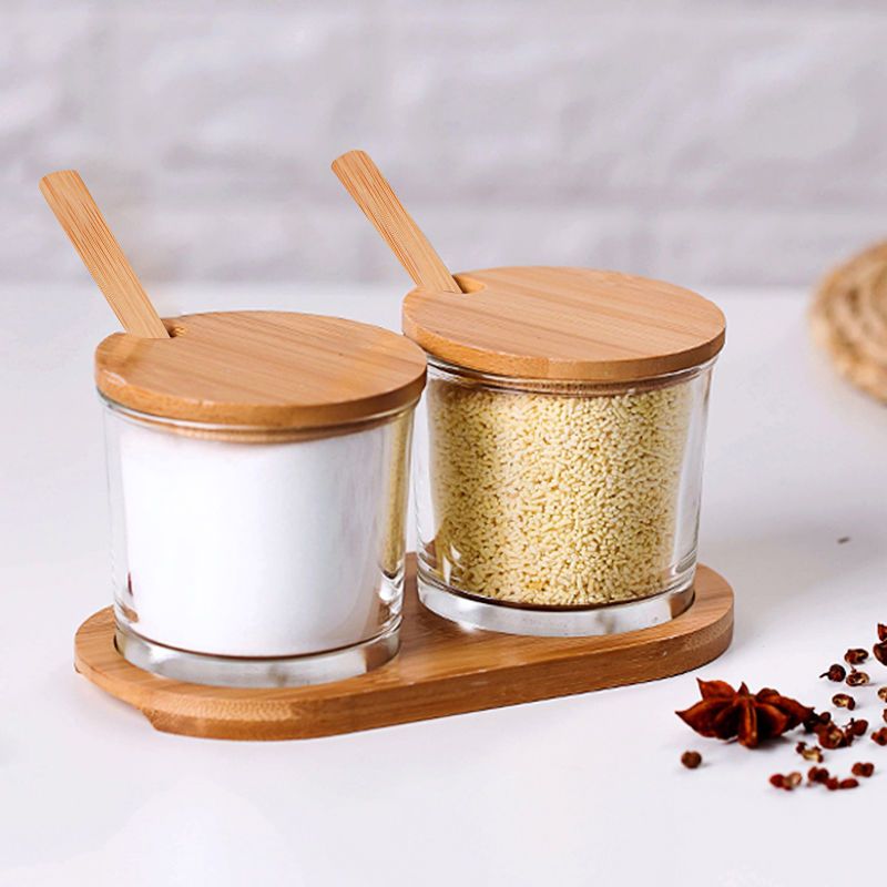 厨房用品加厚全玻璃调料盒盐糖罐调味罐鸡精味精佐料调味瓶罐套装两件