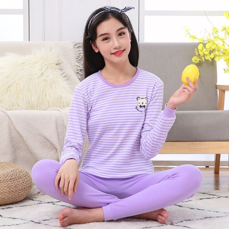波迷娜(BOMINA)秋衣秋裤女纯棉套装少女初中学生保暖内衣女孩全棉薄款大童棉毛衫