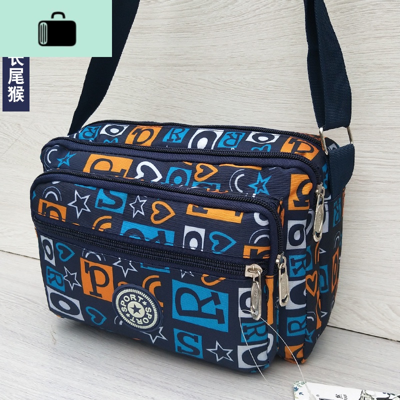 斜挎包女2020经典百搭防水牛津布尼龙单肩包妈妈包零钱手机旅行包NEW LAKE女士钱包/卡包 藏青色字母斜挎包