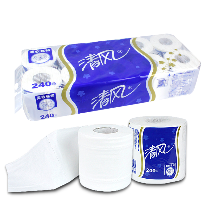 清风 B22AA5 卷纸275段平纹三层小卷纸卷筒卫生纸巾100包装